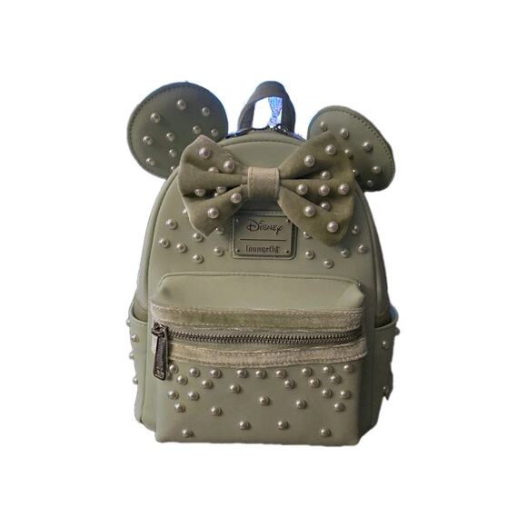 Loungefly Disney Minnie Mouse Pearl Ears Mini Backpack & Cardholder Set NWT - Picture 1 of 9